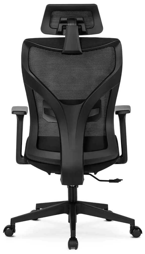 Fotel Biurowy Ergonomiczny Obrotowy SPIRAL Czarny z Zagłówkiem do Pracy