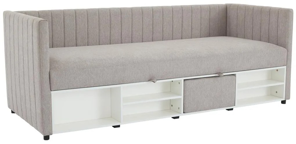 Łóżko dzienne ze skrzynią 80 x 200 cm - Tkanina - Taupe - LAOZIA