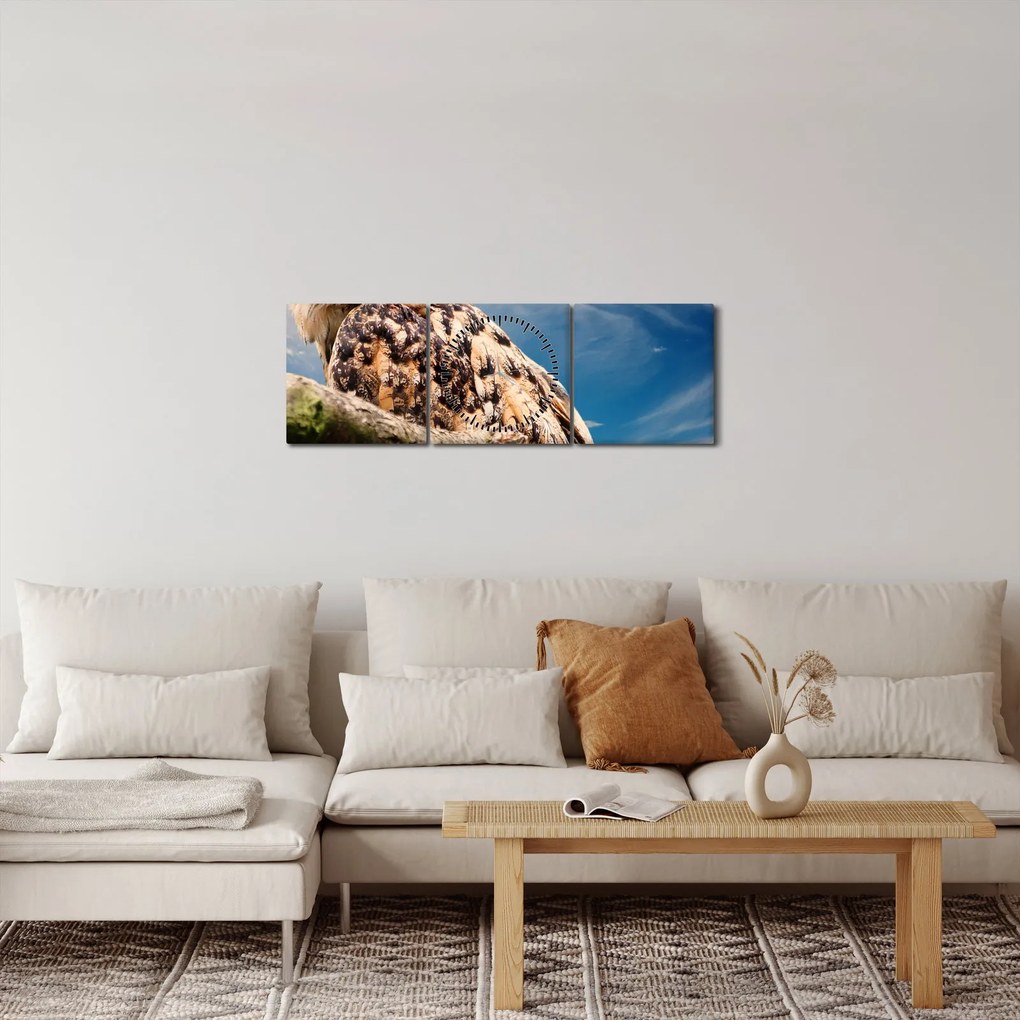 Obraz - Sowa (z zegarem) (90x30 cm)
