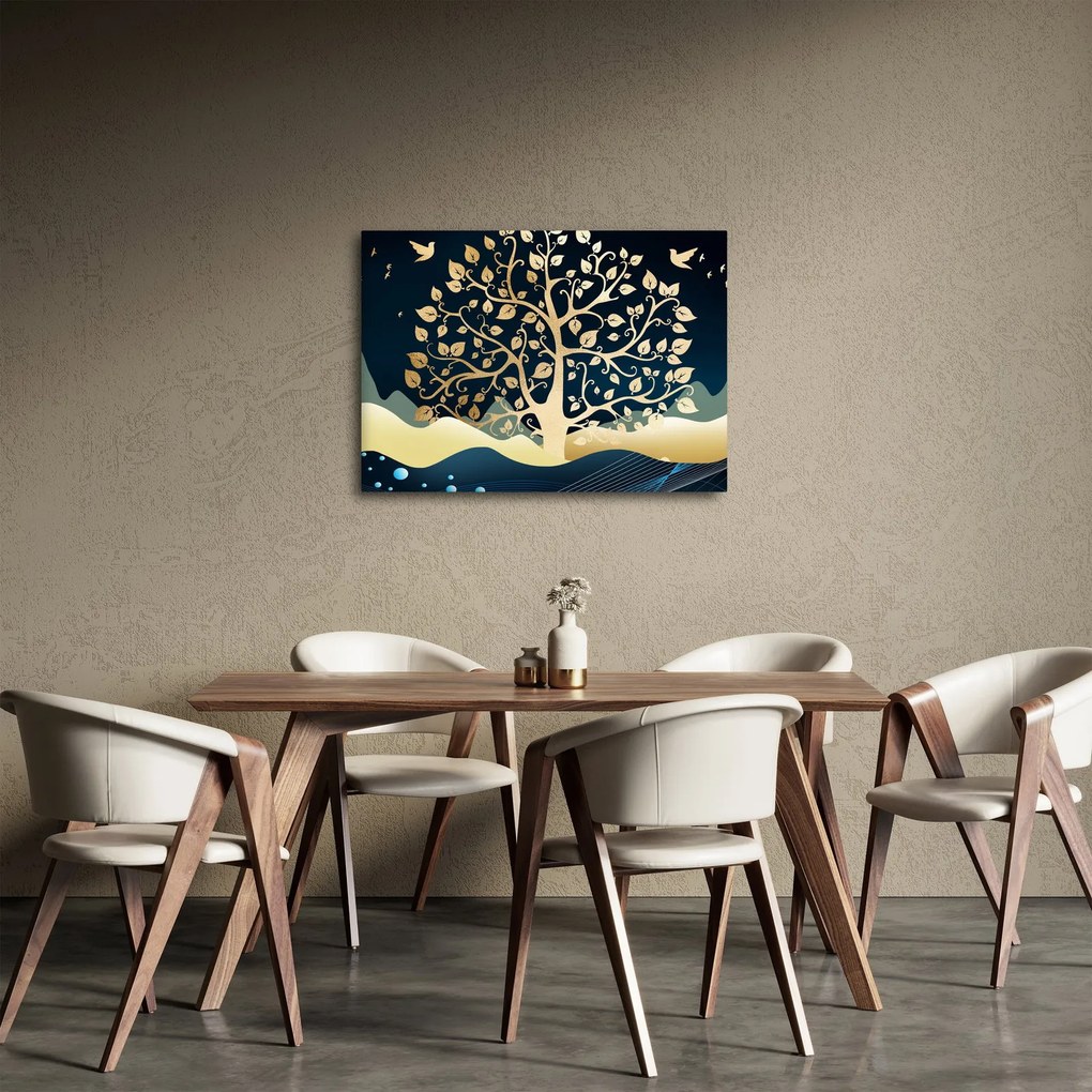 Obraz złotego drzewa (70x50 cm)