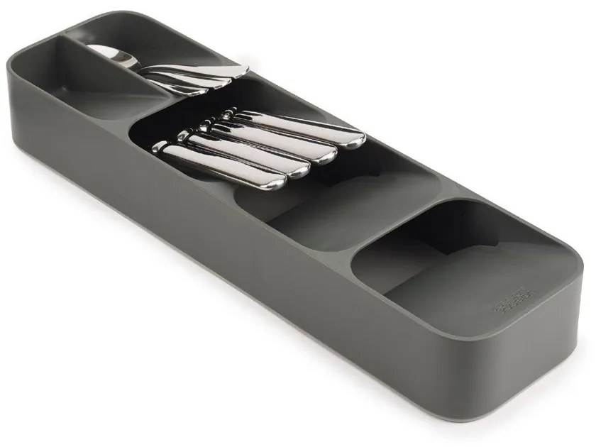 Szary plastikowy organizer na sztućce do szuflady 11 x 39,5 cm Duo – Joseph Joseph