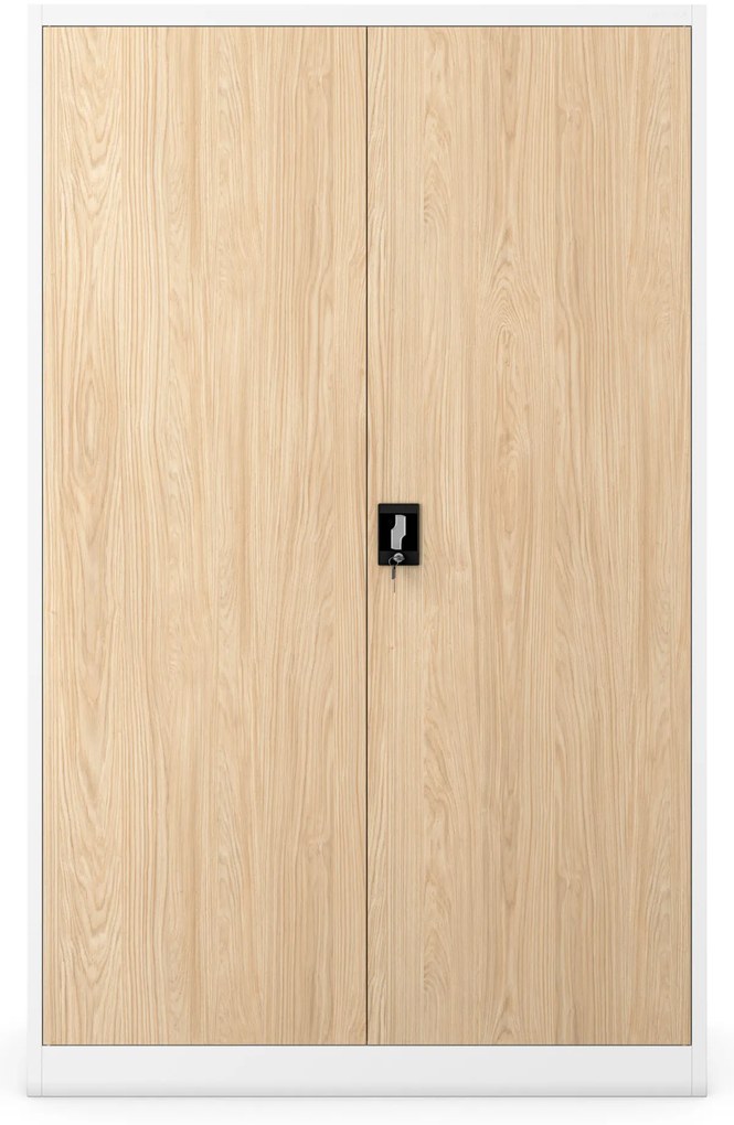 Szafa biurowa metalowa na dokumenty JAN II, Eco Design: biała/dąb sonoma