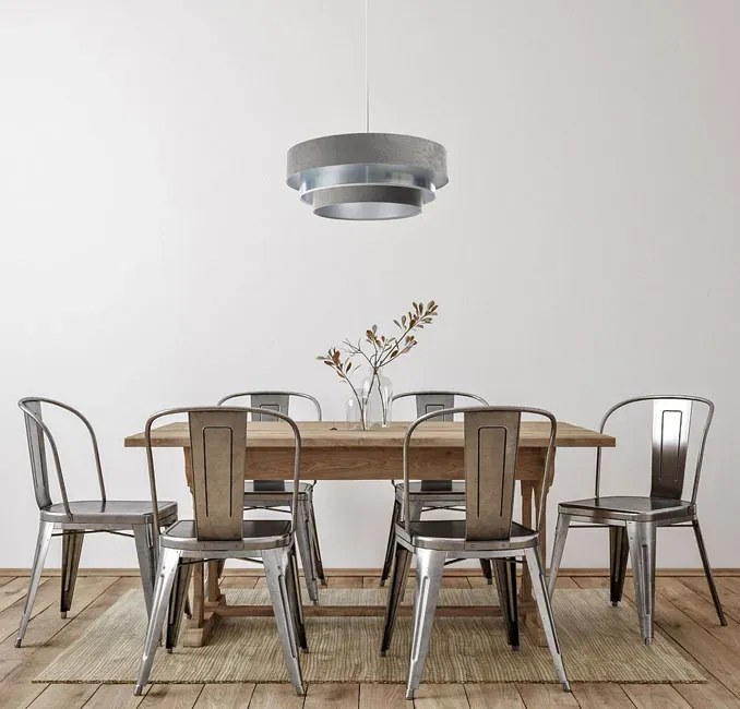 Szaro-srebrna okrągła lampa wisząca nad stół - 4X S454 L3-E88