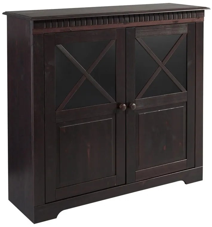 Ciemnobrązowa witryna z litego drewna sosnowego 95x35 cm Lisa – Støraa