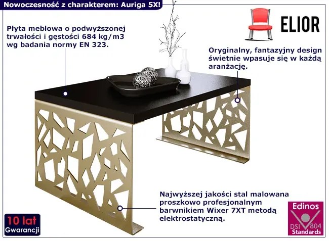 Stolik kawowy w stylu glamour złoty + czarny - Auriga 5X