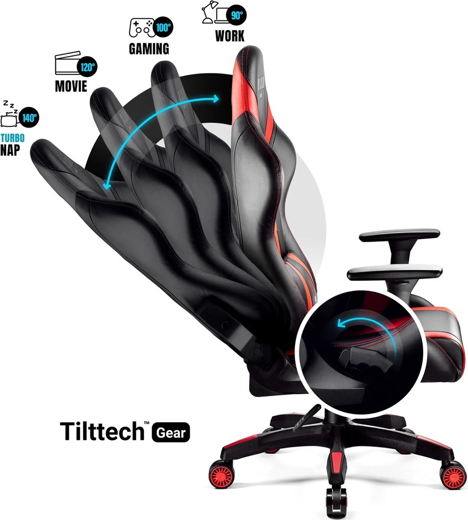 Fotel gamingowy dla młodzieży Diablo X-Horn 2.0 Small Size, kolor czarno-czerwony