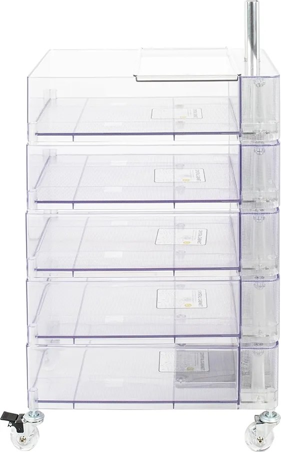 Transparentna szafka biurkowa - organizer na kółkach Vision