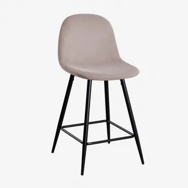 Zestaw 2 Wysokich Stołków Z Aksamitu Glamm Negro & Gris Topo & ↑65 Cm - Sklum