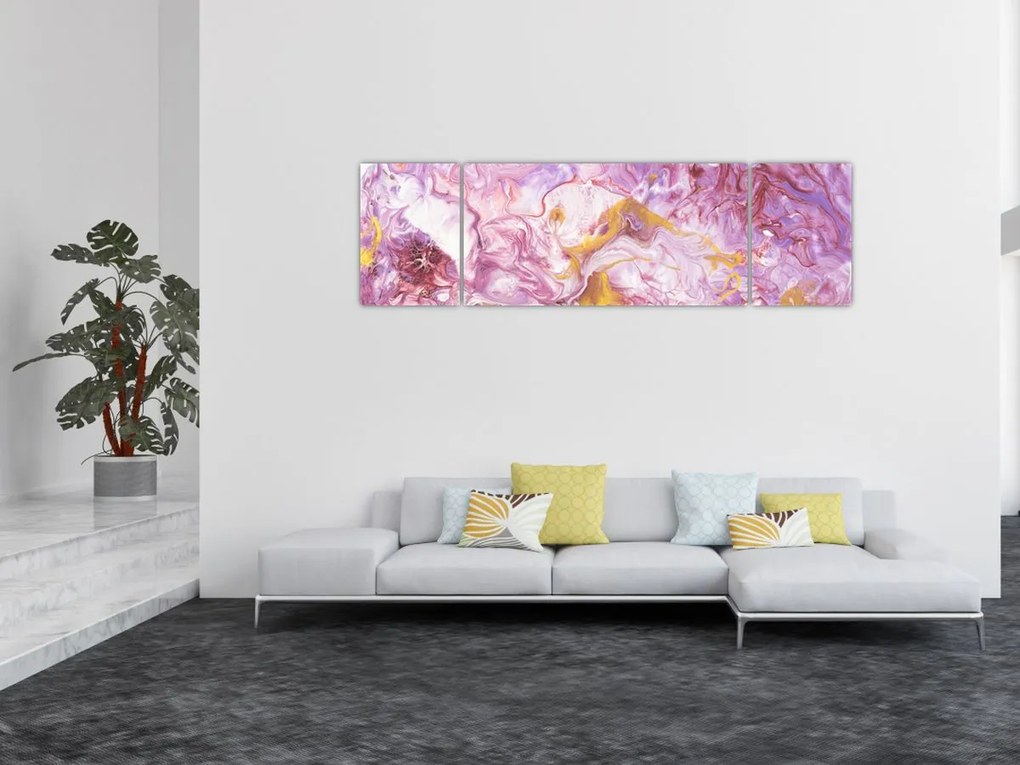 Obraz - Różwa abstrakcja (170x50 cm)