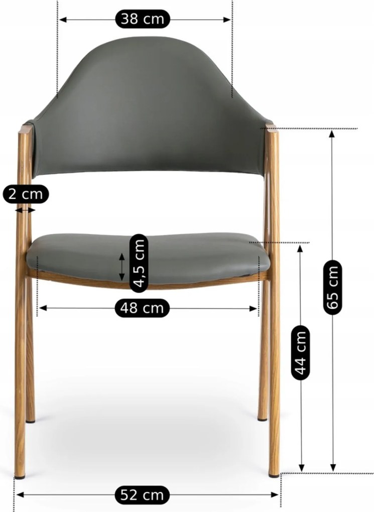 Krzesło Tapicerowane do Salonu WILLY Szare Ekoskóra Nowoczesne Loft