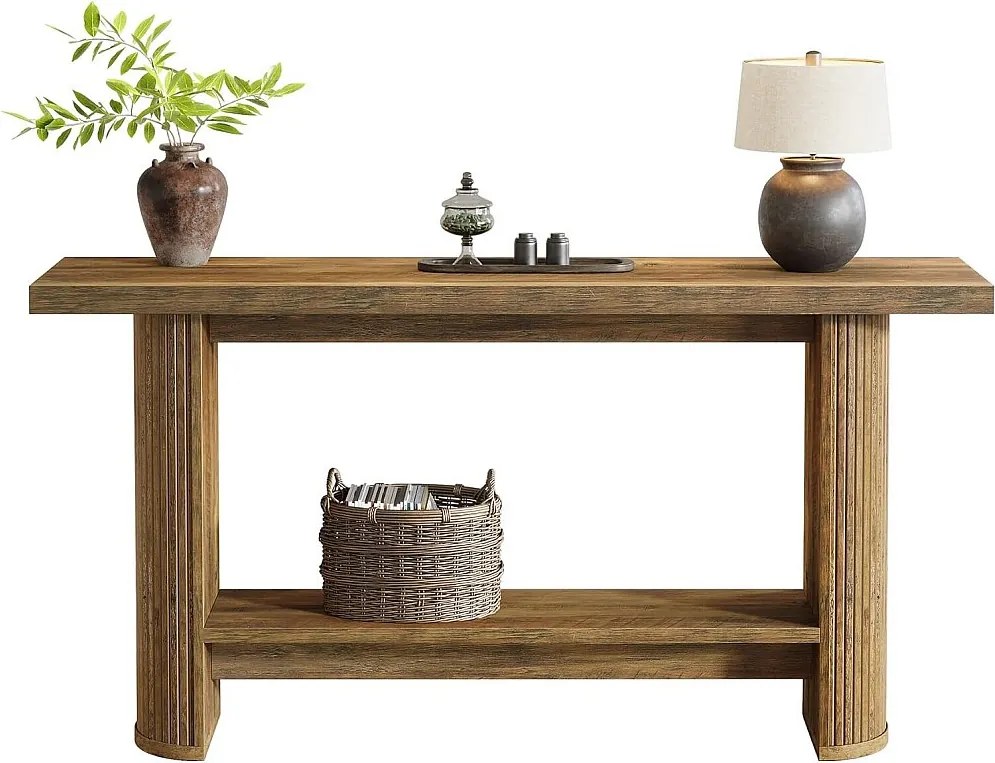 Nowoczesny stół konsolowy 140 cm, wąski stół do przedpokoju z miejscem do przechowywania w salonie