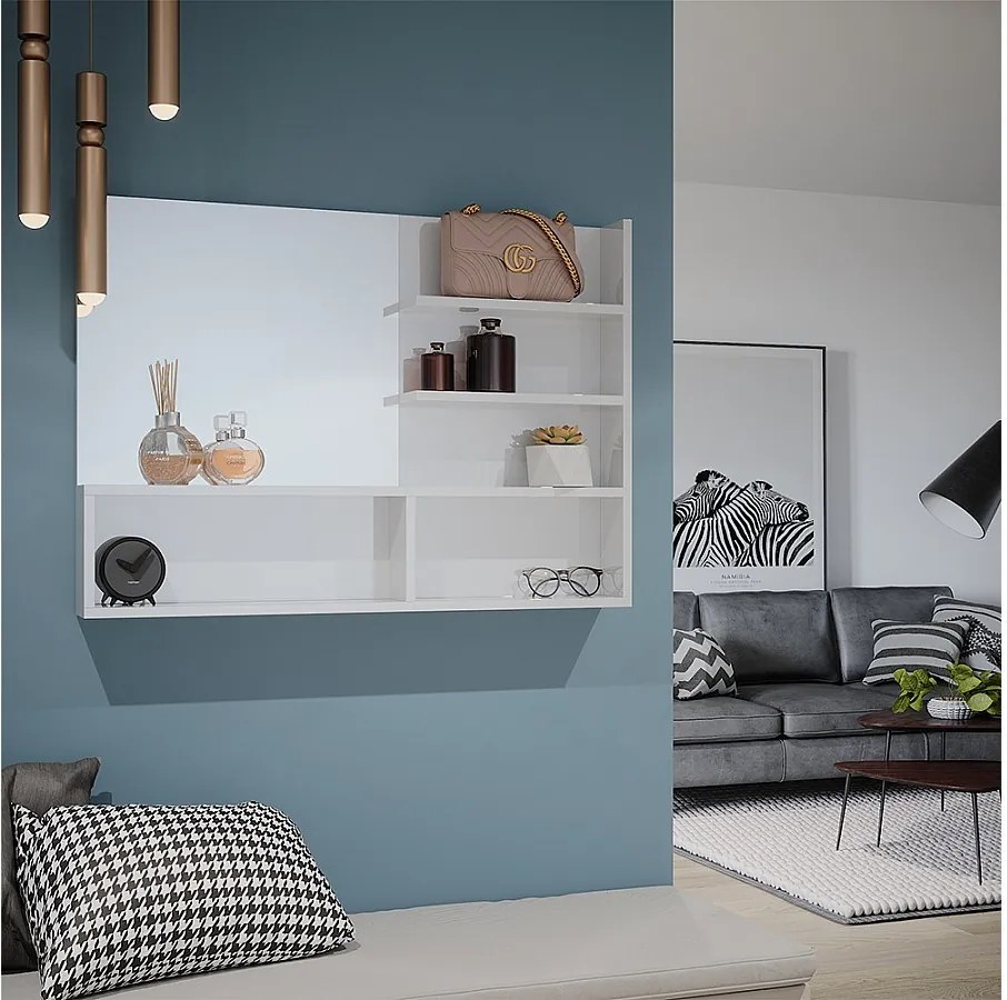 Lustro łazienkowe biały wysoki połysk 89.8x11x65