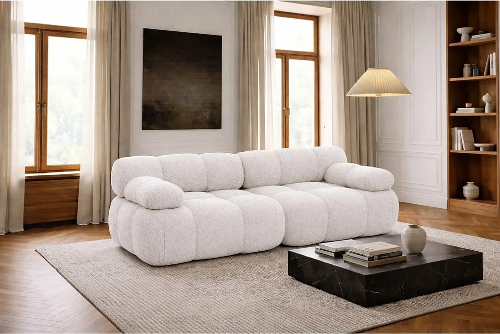 Sofa modułowa dwuosobowa, tkanina bukla Abriamo, Ecru, Selia