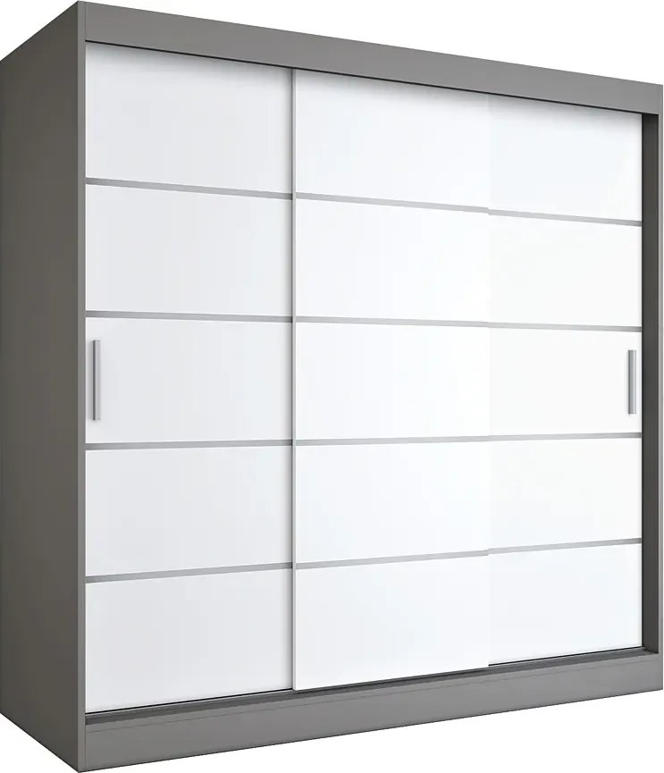 Szafa przesuwna antracyt + biały 200 cm C4-S25