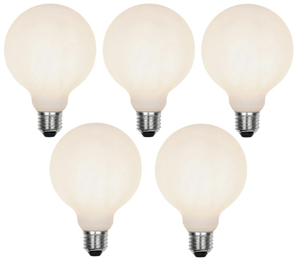 Zestaw 5 żarówek LED E27 3-stopniowo ściemnialnych G95 matowych 5W 550 lm 2700K