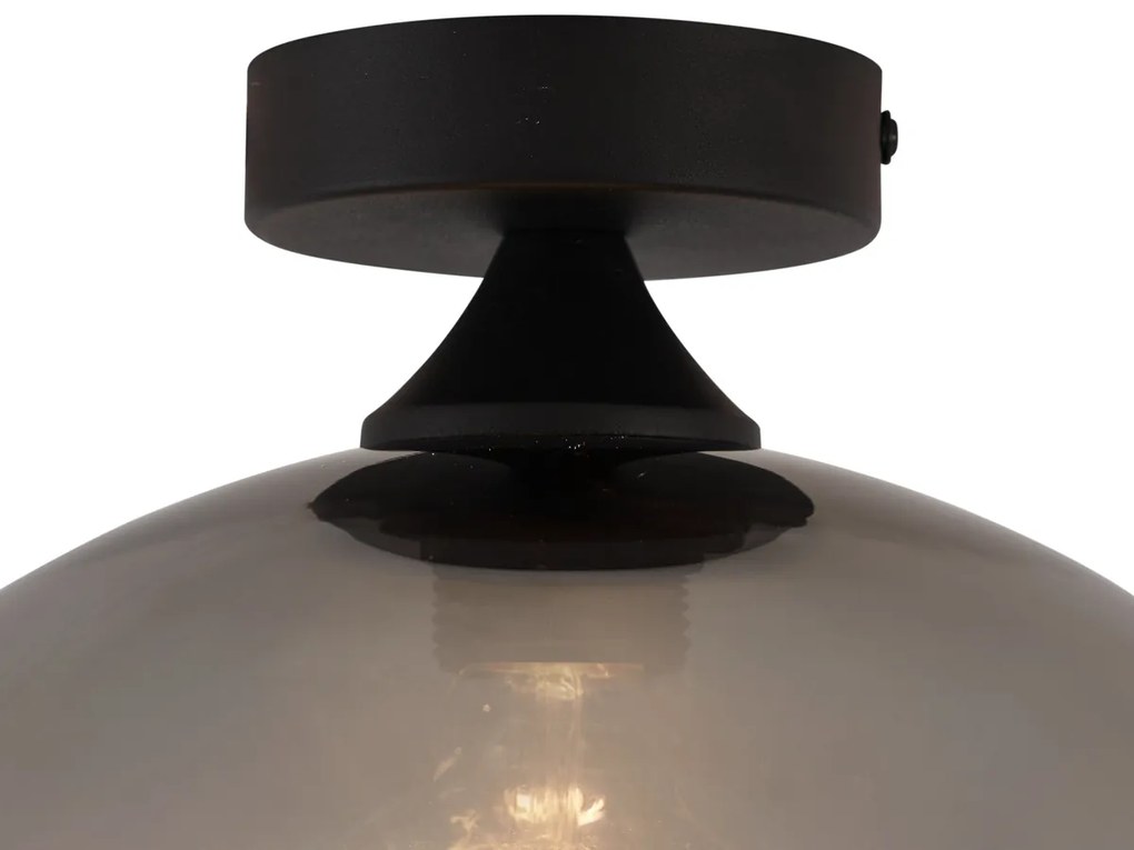 Lampa sufitowa Art Deco czarna z przydymionym szkłem - Sandra ArtDeco Oswietlenie wewnetrzne