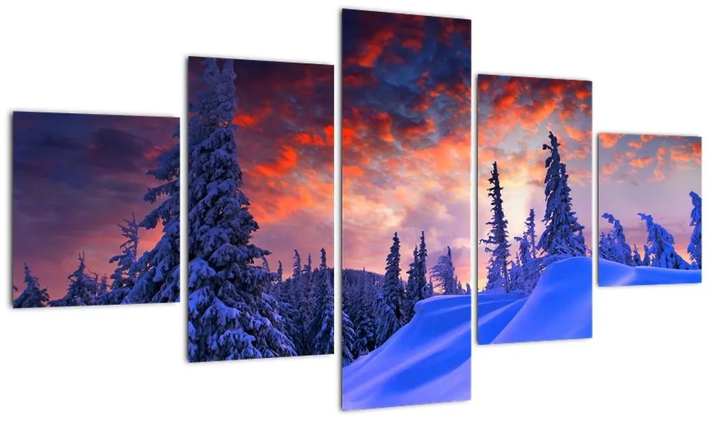 Obraz - Zimowy zmierzch (125x70 cm)