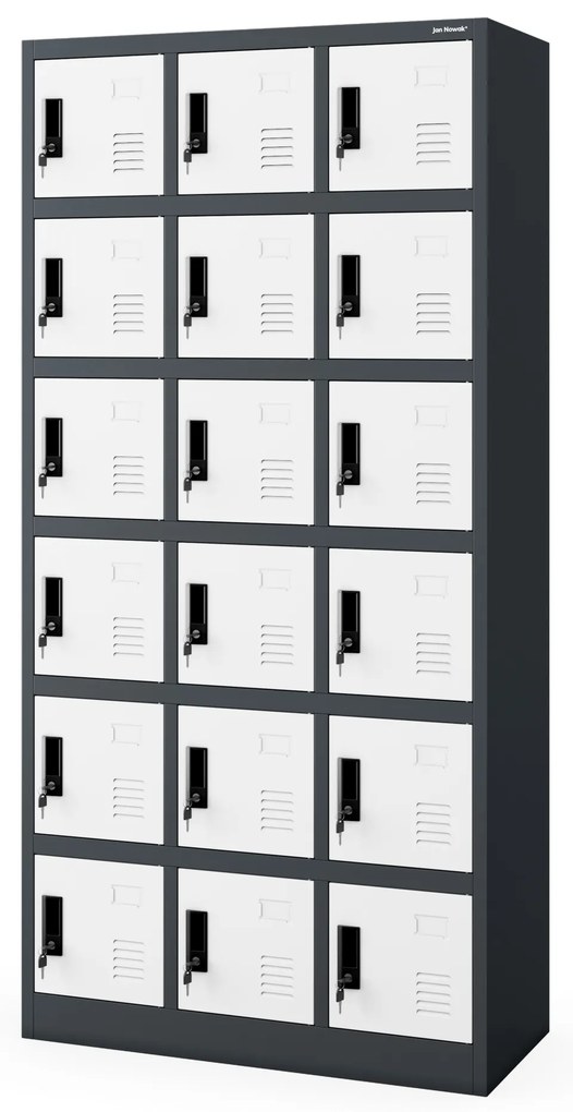 Skrytkowa szafa socjalna KAROL, 900 x 1850 x 400 mm, antracytowo-biała