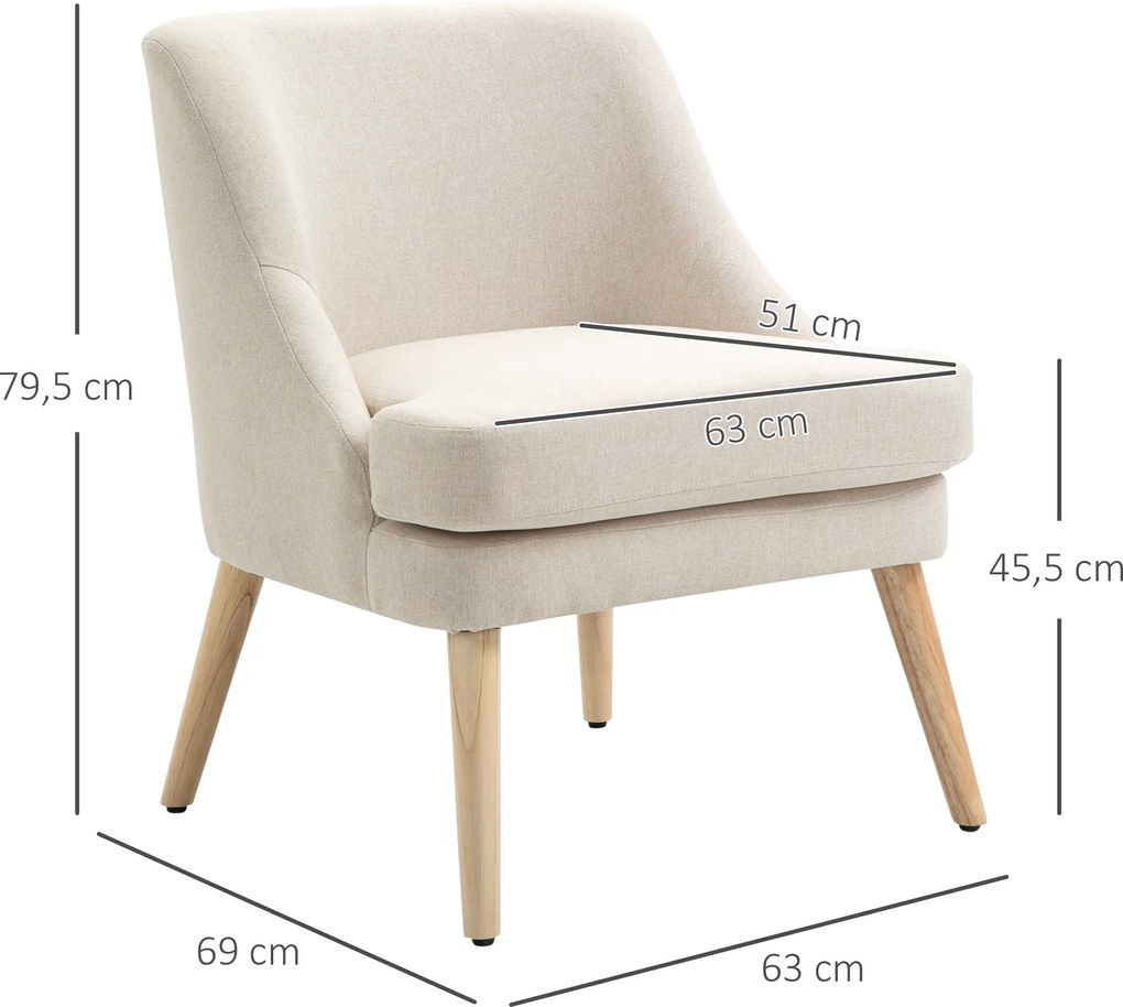 HOMCOM Krzesło do jadalni, nowoczesny design, len, 63 x 69 x 79,5 cm