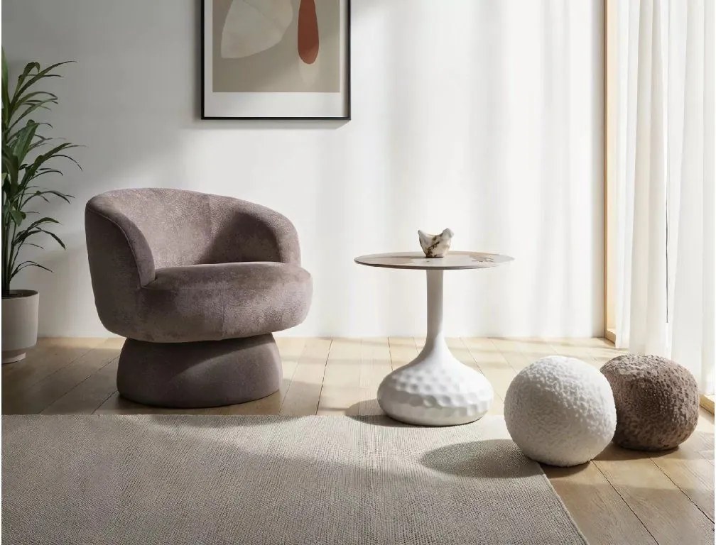 Obrotowy fotel designerski COSMIC RAVEN, ciemny beżowy