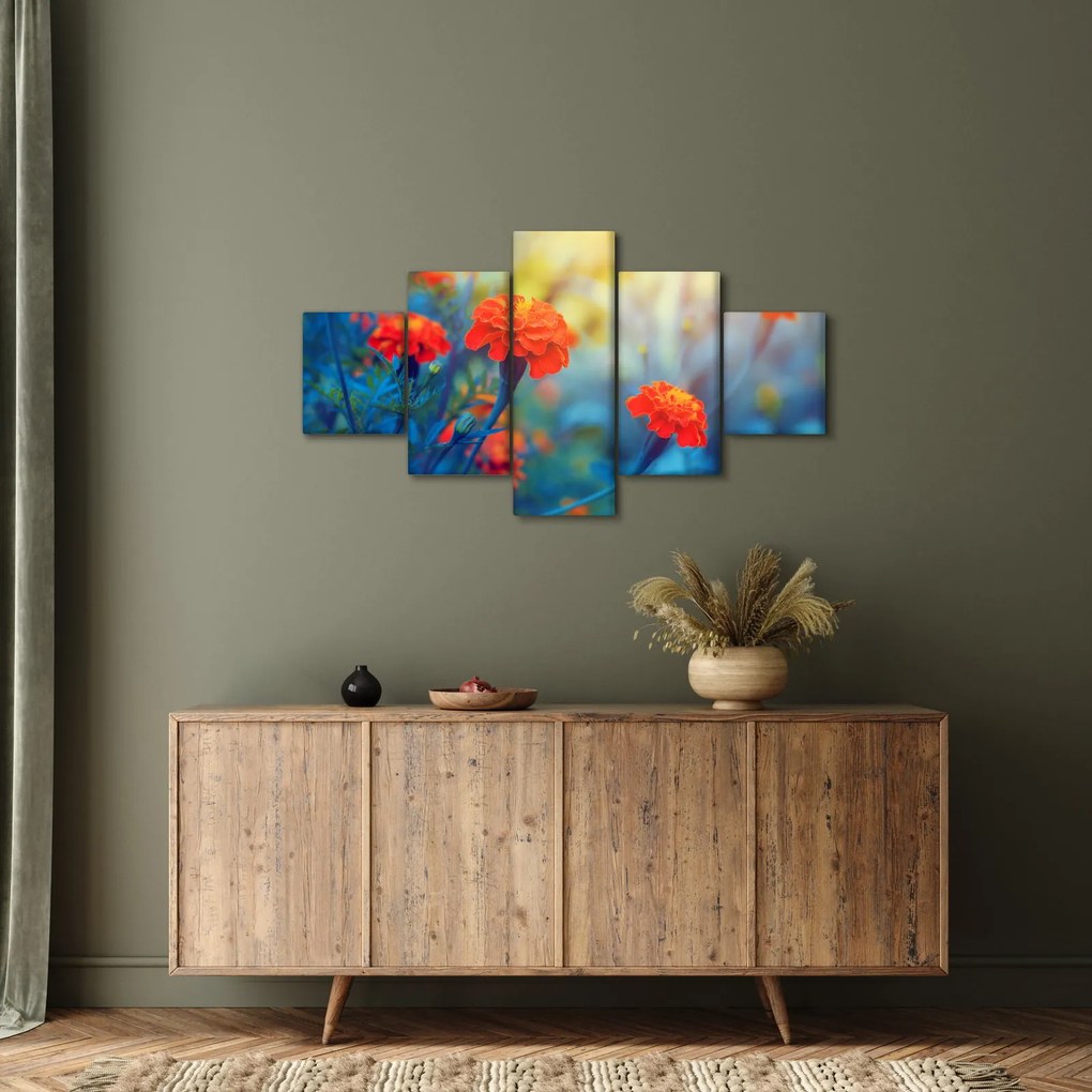 Obraz - Pomarańczowe kwiaty (125x70 cm)