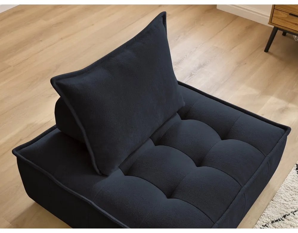 Ciemnoniebieski fotel z tkaniny szenilowej Elisa – Bobochic Paris