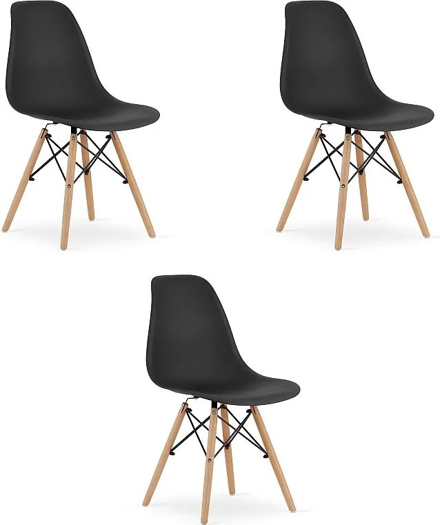 Krzesło Valora OSAKA, ergonomiczne, czarne, naturalne nogi, do salonu, x3