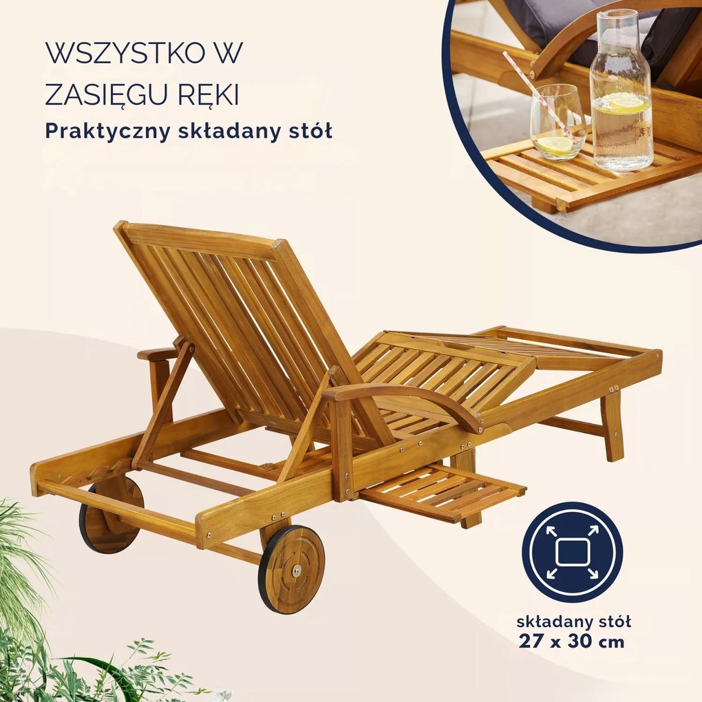 Leżak ogrodowy TAMI SUN, 195,5x69x85cm, naturalny brąz Jurhan