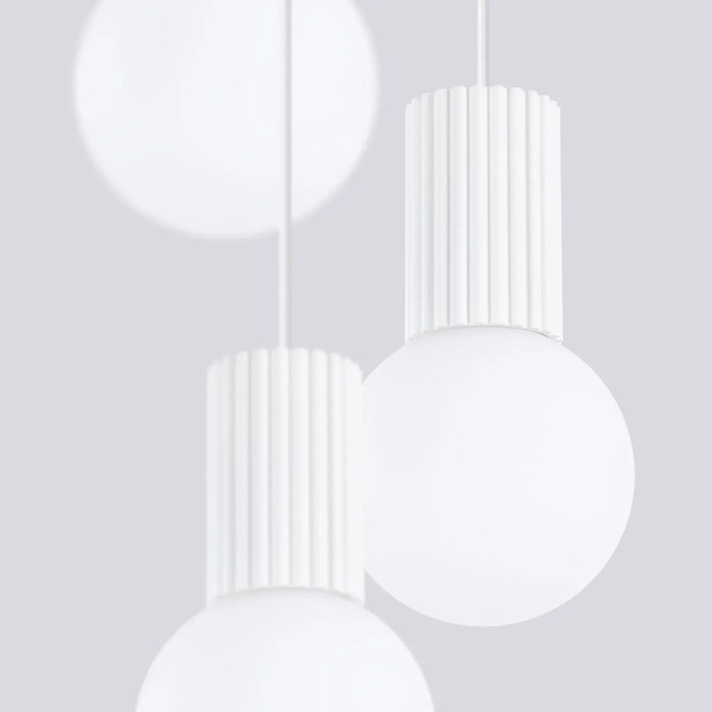 Lampa wisząca HALO 3P biała ryflowana SOLLUX LIGHTING