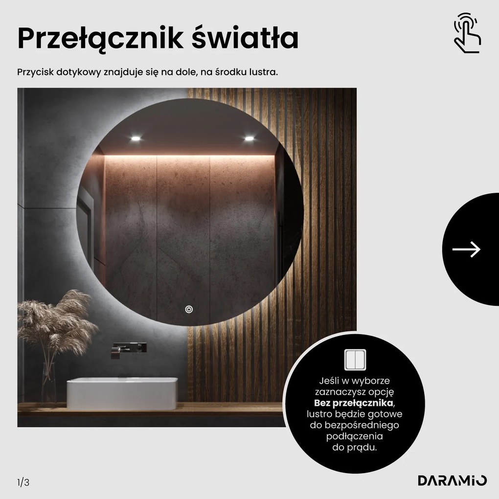 Lustro łazienkowe LED w kształcie kamienia G6
