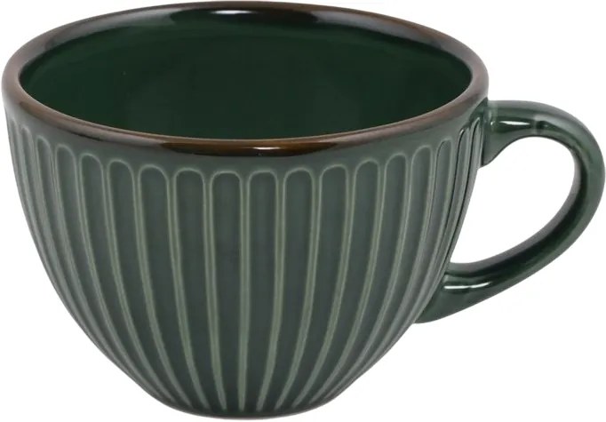 Zestaw 6 filiżanek ceramicznych ze spodkami Linea 210 ml, zielony