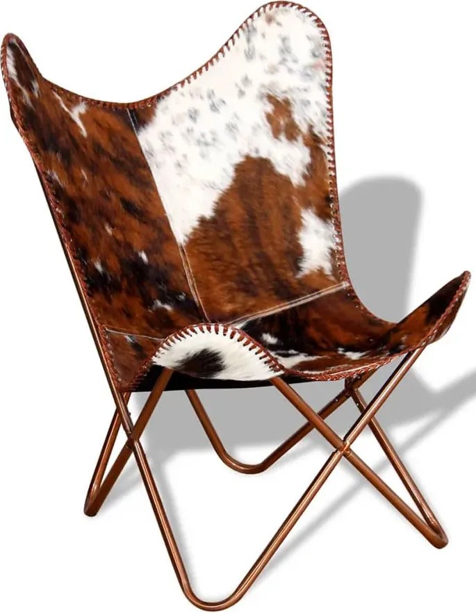 Brązowo biały fotel butterfly retro C1-L33
