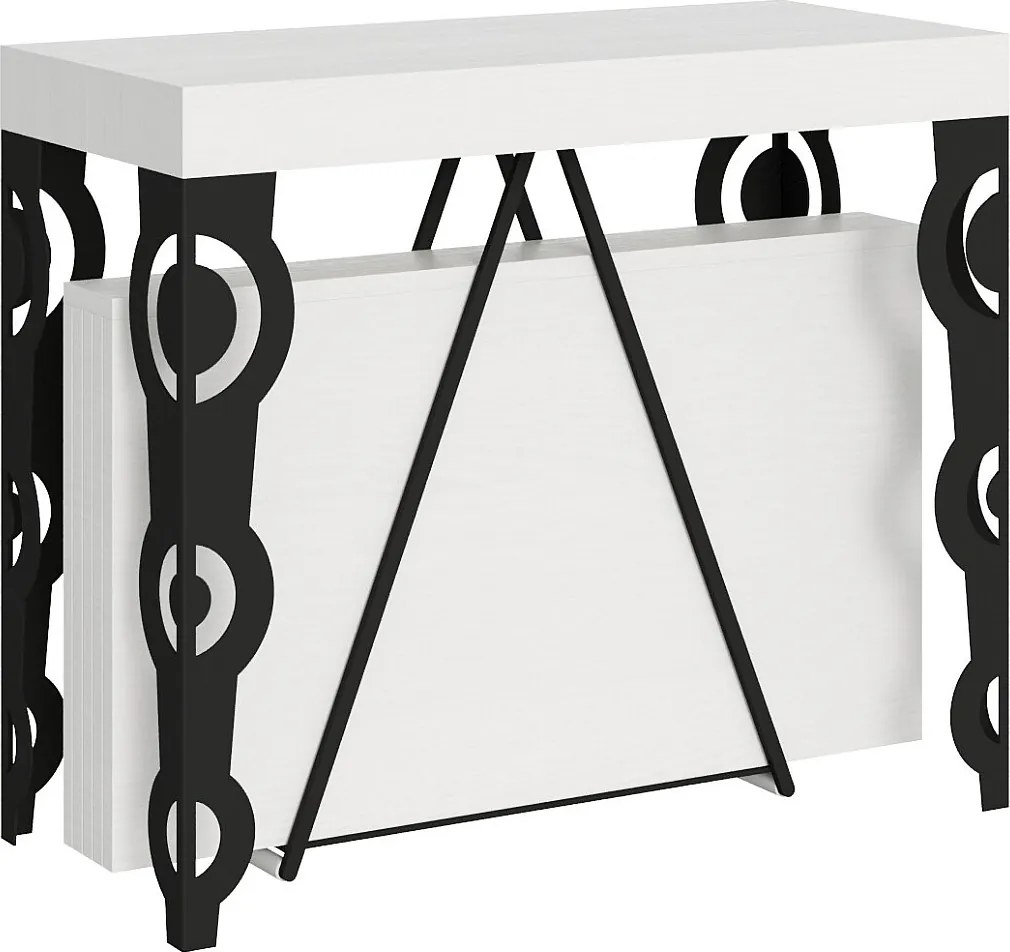 Konsola rozkładana 90x40/196 cm Aceres Small frassino biała rama w kolorze antracytu