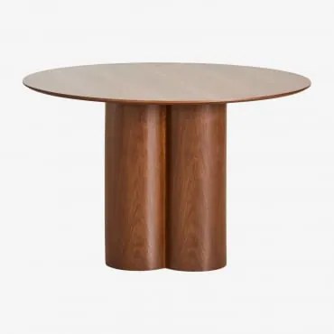 Okrągły Stół Jadalniany Ø120 Cm Z Forniru I Mdf Athena Fornir Orzechowy - Sklum