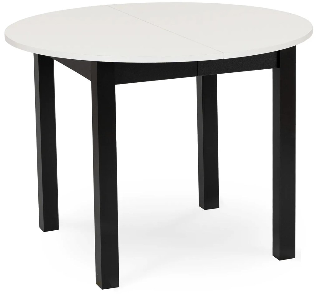 Stół Okrągły Rozkładany HARRY 102-142 cm Biały/Czarny Nowoczesny