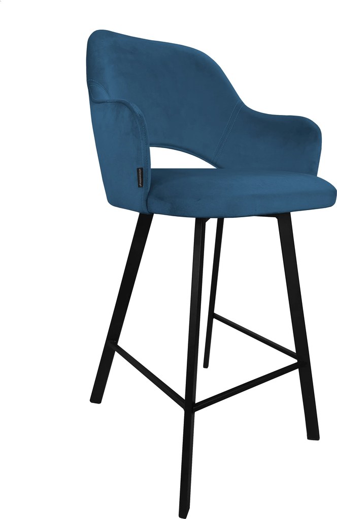 Hoker Milano krzesło barowe tkanina Welur podstawa metalowa : Kolor nogi - Czarna profil, Kolor tkaniny - VELVET - MG33, Typ siedziska - Siedzisko stałe