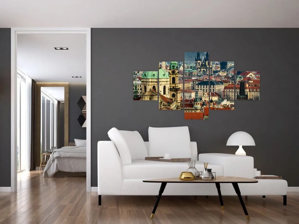 Obraz - Panorama Pragi (125x70 cm)