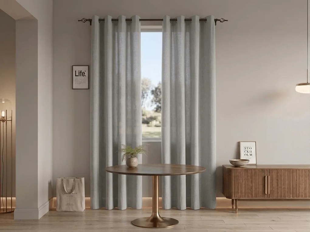 Zasłona TAVIO 140x250 cm, jasnoszara Zawieszanie: Taśma z wiązaniami