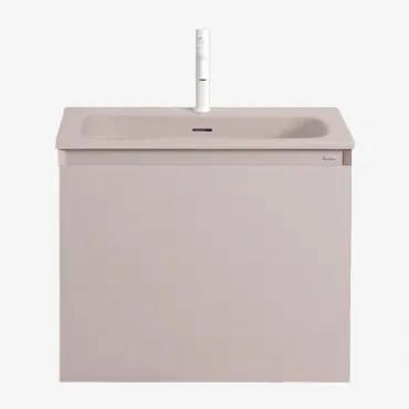 Zestaw Wiszących Mebli Łazienkowych Zintegrowany Z Umywalką Macrae Nature & Bezlusterkowiec & Biała ↑20 Cm - Sklum