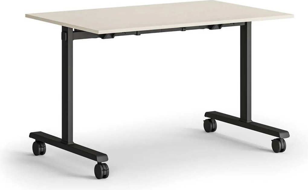 Mobilny stół MATCH, 120x80 cm, czarna podstawa, brzoza