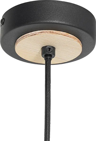 Orientalna lampa wisząca czarna z rattanu 30 cm - Magna Rotan
