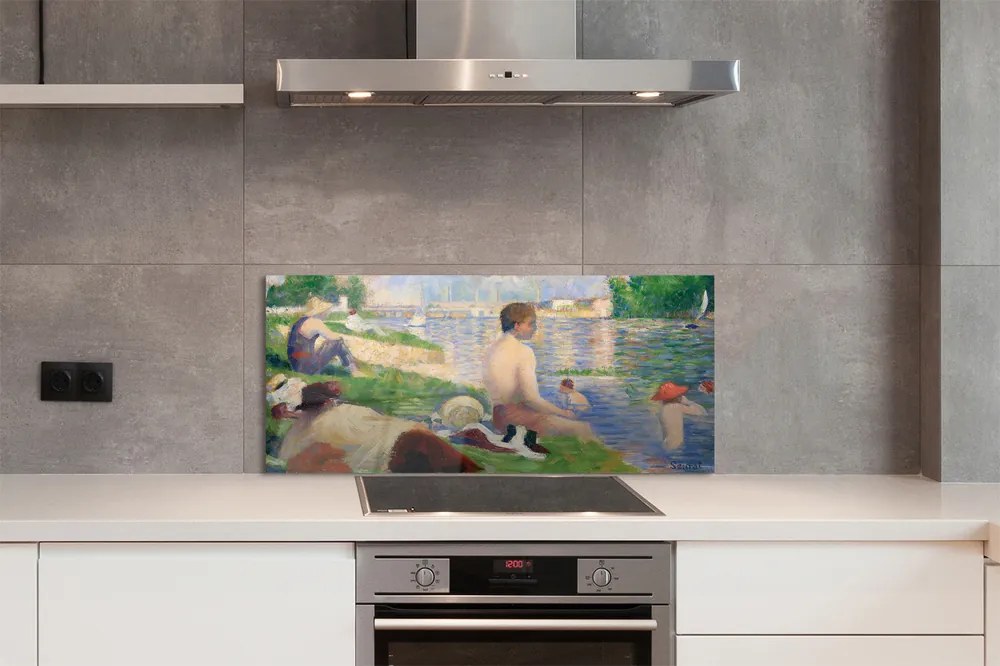 Szklany Panel Kąpiący się w Asnieres - Seurat