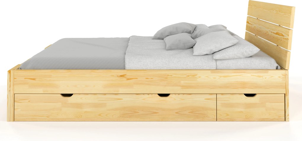 Łóżko sosnowe Visby Arhus High Drawers
