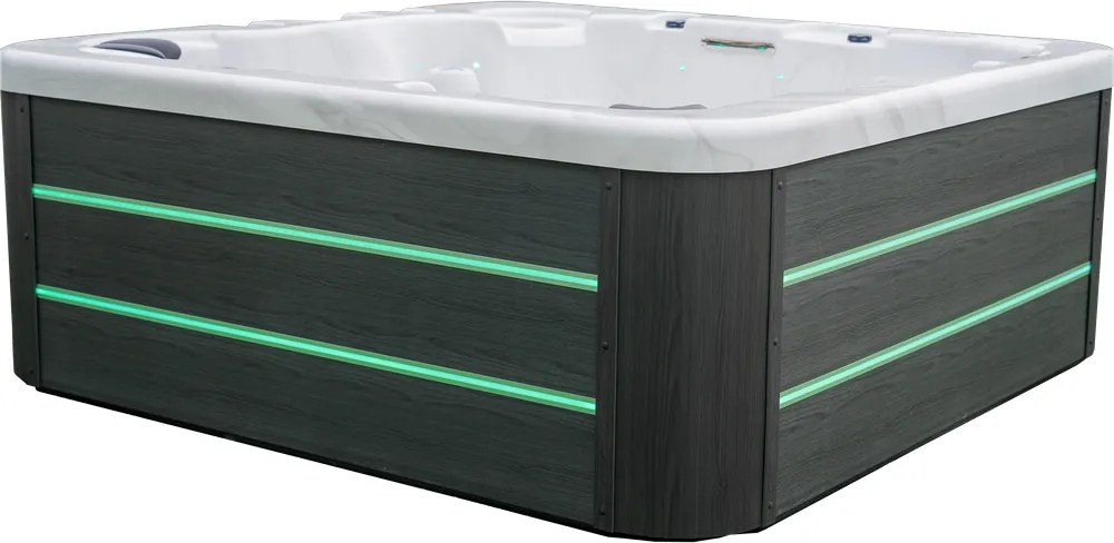 JACUZZI OGRODOWE PREMIUM WANNA  SPA 5-OSOBOWA WHITE OBUDOWA BROWN LED 230x230 CM