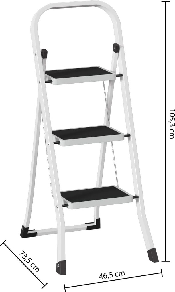 Drabina metalowa 3 stopniowa, 73,5 x 105,3 cm