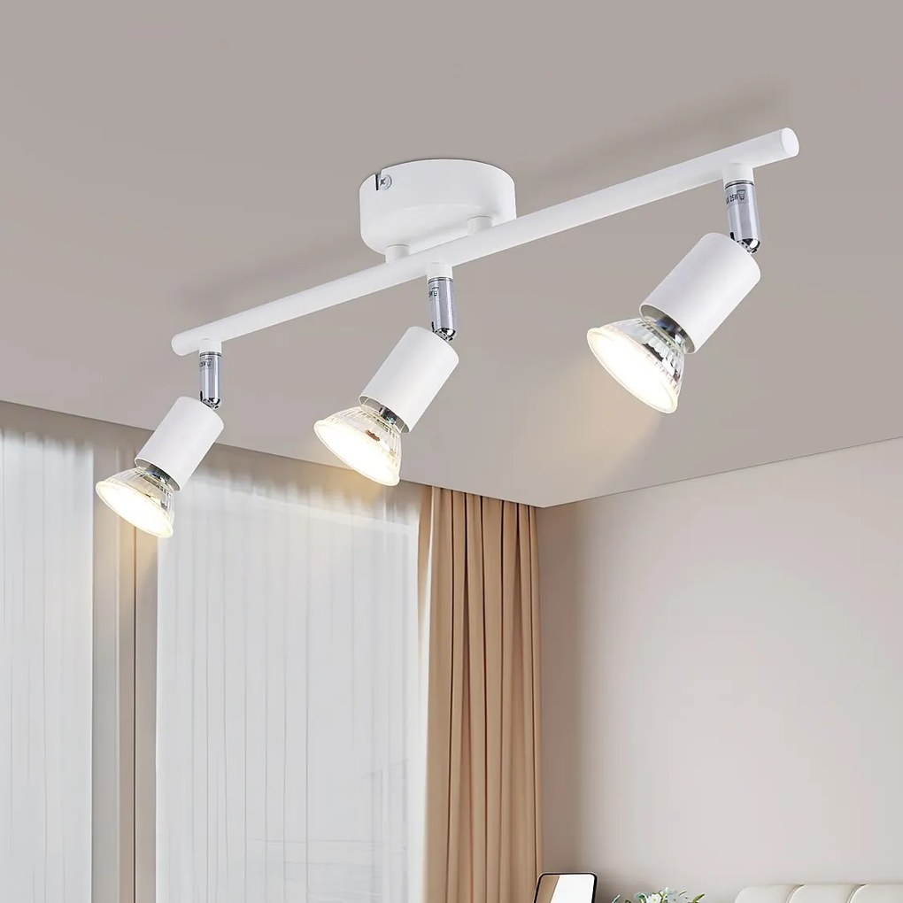 NETTLIFE Reflektor sufitowy LED Lampa sufitowa z 3 żarówkami - nowoczesna, ciepła, biała lampa sufitowa GU10 do wnętrz