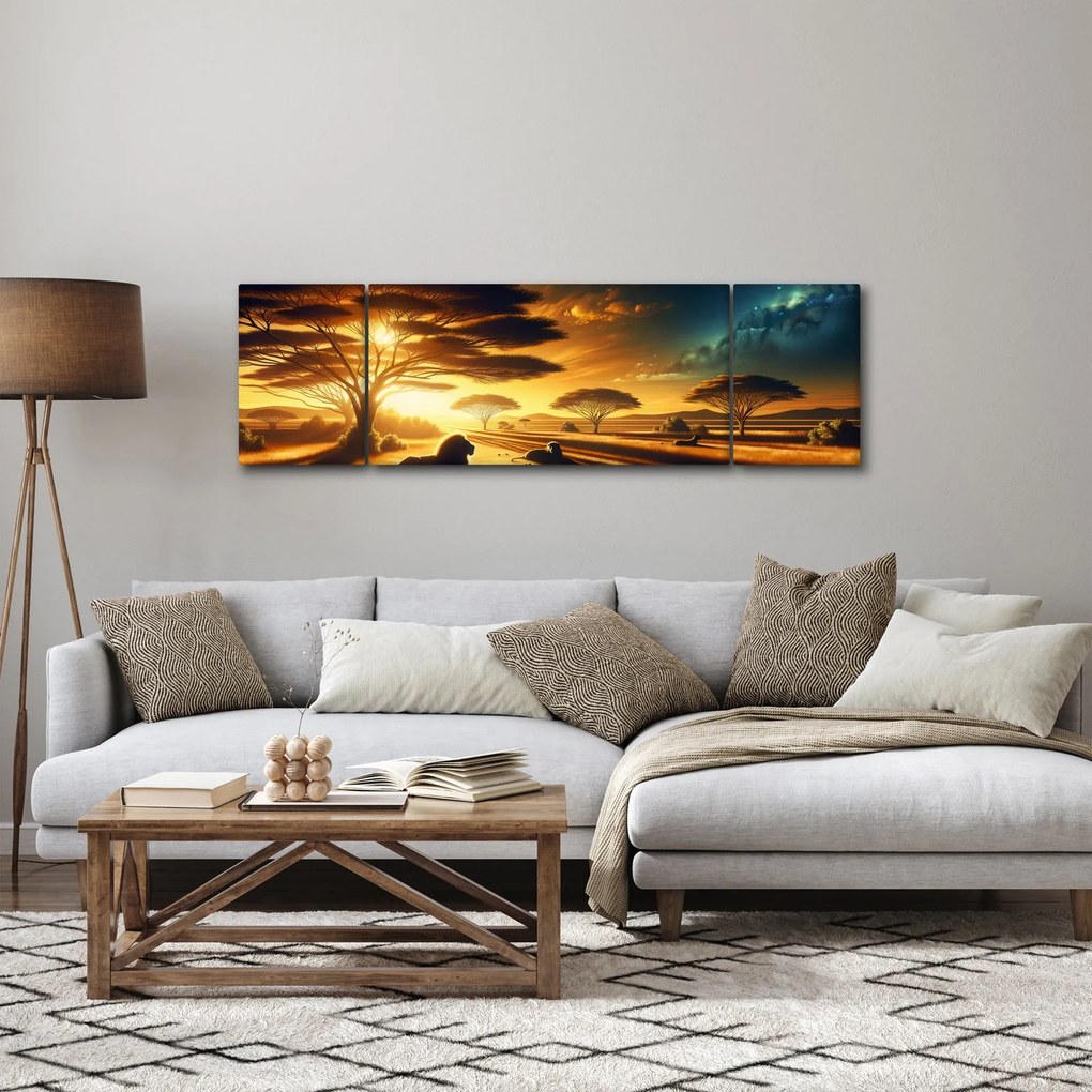 Obraz - Odpoczywające lwy (170x50 cm)