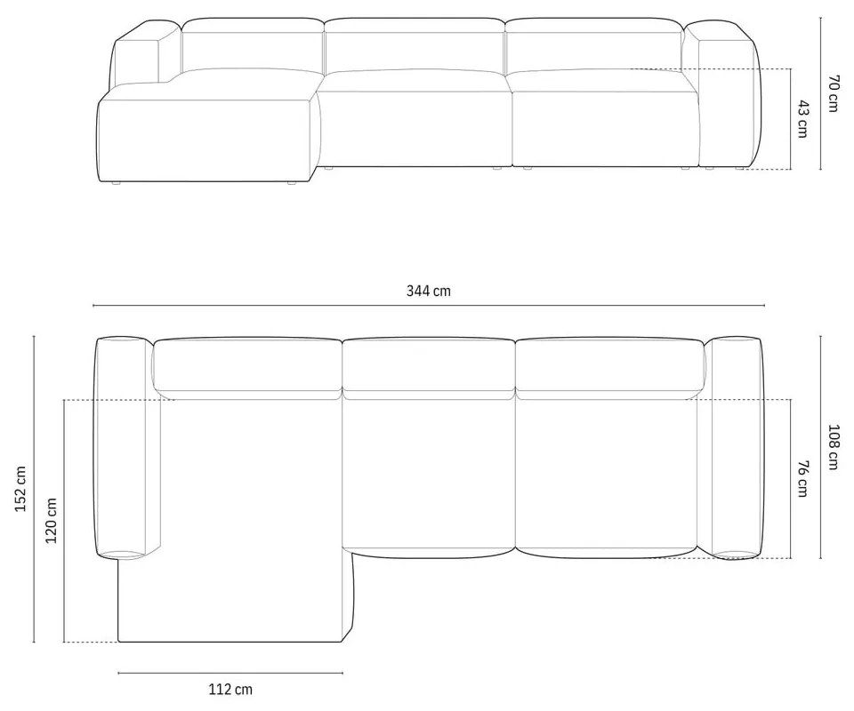 Beżowy sztruksowy narożnik (lewostronny/z szezlongiem) Bergamo – Cosmopolitan Design