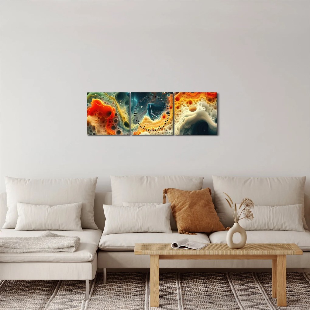 Obraz - Nowoczesna abstrakcja (z zegarem) (90x30 cm)