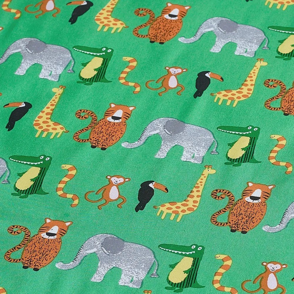 Zielone prześcieradło dziecięce jednoosobowe z gumką 90x190 cm Animal Magic – Catherine Lansfield